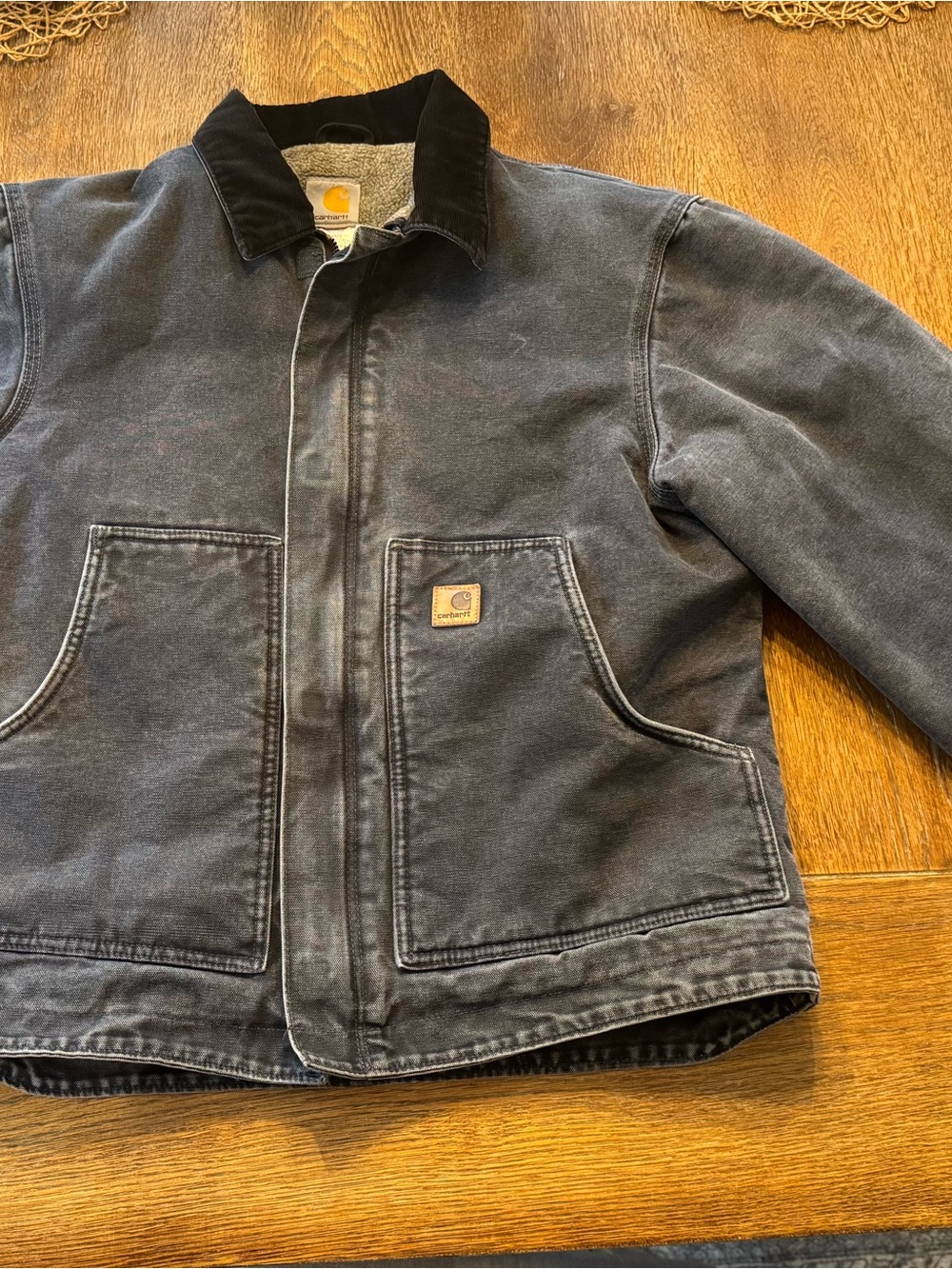 Vintage Carhartt Black Jean Jacket with Corduroy Collar